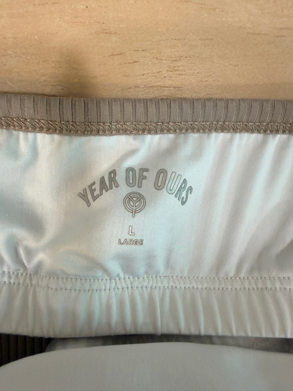 Year of Ours neutral tan ribbed lined crop top size large